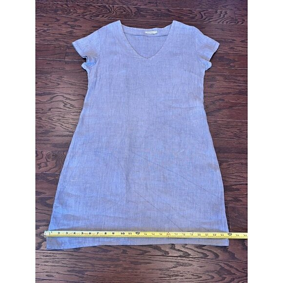 MARISA & MARIE Italian Gray 100% Linen Dress Shift Women's XS Casual Minimalist - Picture 8 of 10